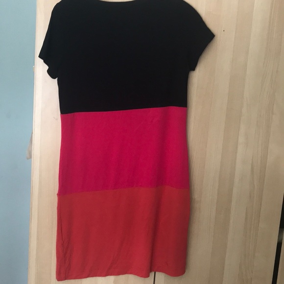 H & M color block dress black pink and orange - Picture 3 of 5